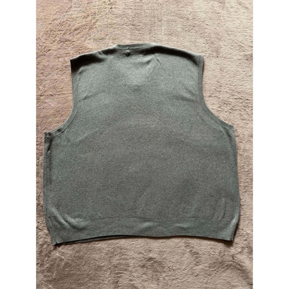 Polo Golf Ralph Lauren Men's Sweater Vest Grey Cotton V-Neck‎ Pullover Sz 2XL
